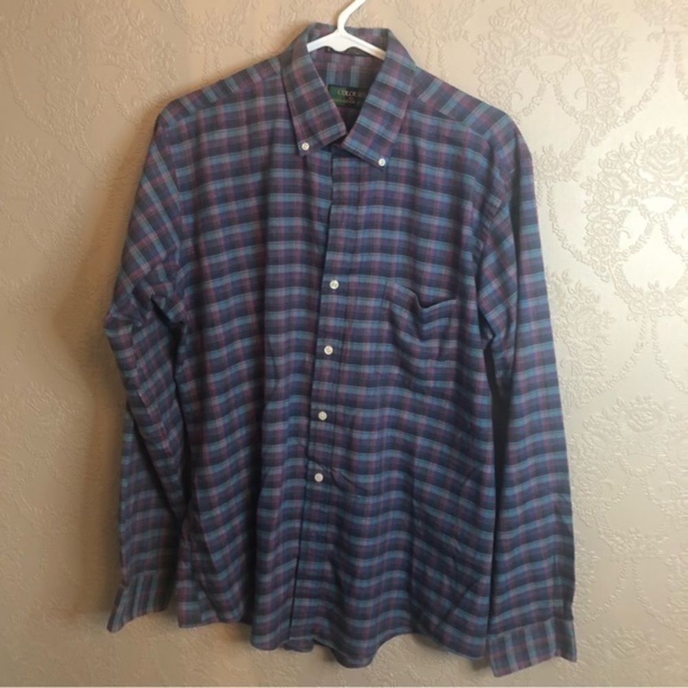 Colours by Alexander Julian L plaid button down long sleeve great condition